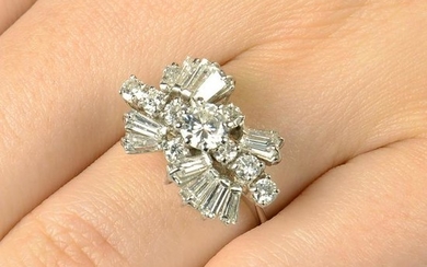 A mid 20th century diamond cocktail ring.Estimated
