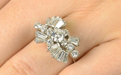 A mid 20th century diamond cocktail ring.