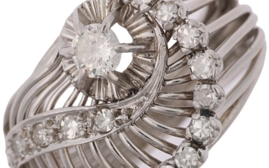 A mid-20th century diamond openwork eye cocktail ring, set w...