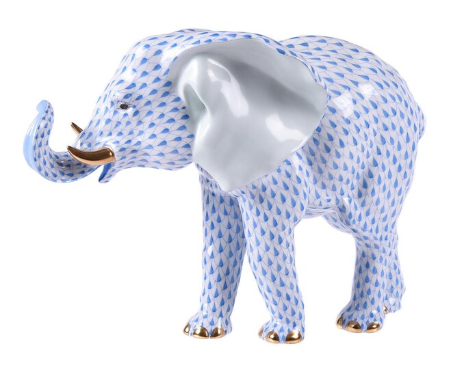 A modern Herend (blue fishscale) Elephant