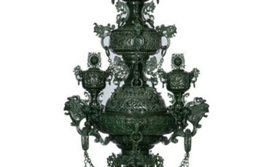 A monumental Chinese hardstone pagoda form censer