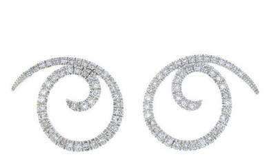 A pair of 9ct gold diamond spiral earrings.