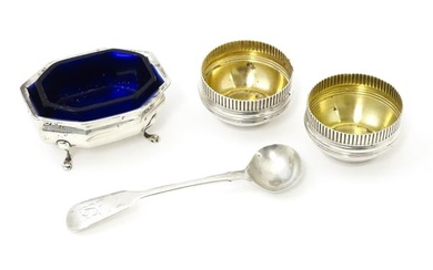 A pair of American Sterling silver salts with gilded interiors, maker Gorham Manufacturing Co.