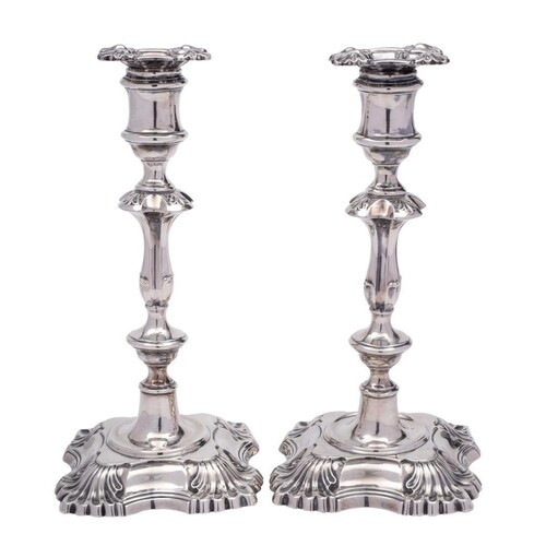 A pair of Edward Vii silver candlesticks, maker William Hutt...