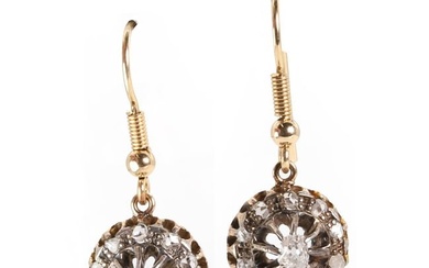 A pair of Edwardian diamond cluster drop earrings, c.1900