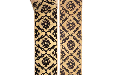 A pair of appliqué pilaster hangings Early 18th century, possibly...