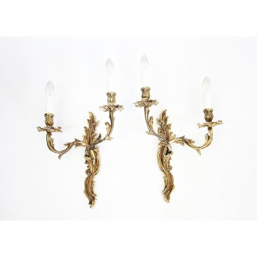 A pair of early 20th century French gilt metal two branch wa...