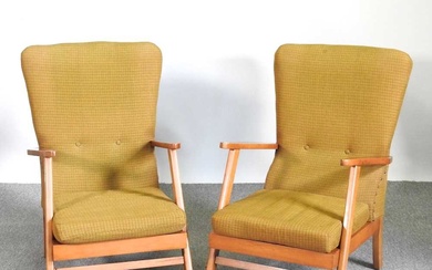 A pair of mid 20th century gold upholstered armchairs (2)Condition...