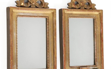 A pair of small Gustavian style giltwood bracket mirrors. Stockholm, 1900. H....