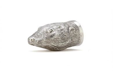 A silver otter's head stirrup cup by Richard Comyns