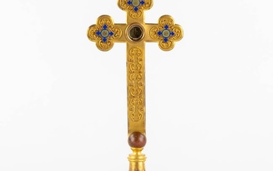 A small reliquary crucifix with a relic of the 'True Cross'. (L:8 x W:10 x H:25 cm)