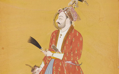 A standing portrait of a ruler, possibly Thakur Bakhtawar Singh...
