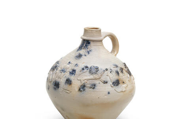A very rare large Siegburg stoneware armorial jug or pitcher (Bartmannskrug), circa 1560-80