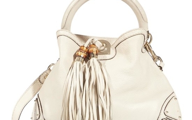 A white leather and bamboo handbag, Gucci the hobo...