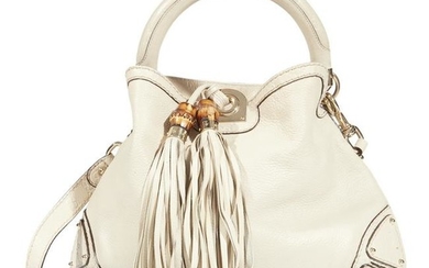 A white leather and bamboo handbag, Gucci