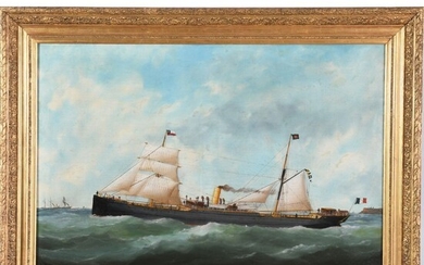 ADAM Edouard. (1847-1929). « Portrait du bateau Le Tropique, bateau à voile et à vapeur...