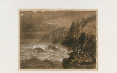 AMERICAN SCHOOL (19th Century,), Waves crashing on a