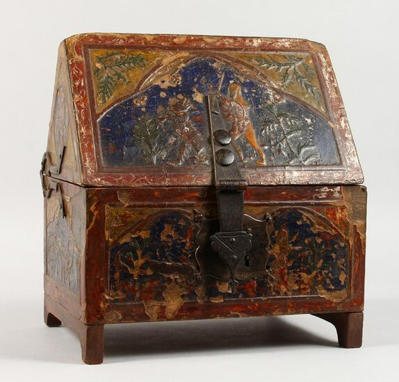 AN 18TH/19TH CENTURY CONTINENTAL CASKET, with embossed