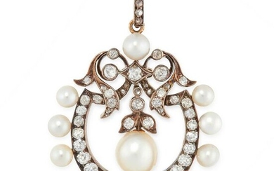 AN ANTIQUE NATURAL PEARL AND DIAMOND PENDANT, LATE 19TH