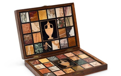 A BOXED SET OF MARBLE SPECIMENS, 20TH CENTURY Hinged case adapted