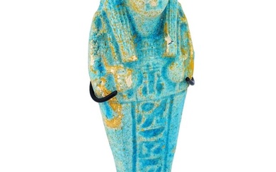 ANCIENT EGYPTIAN BLUE GLAZED FAIENCE USHABTI
