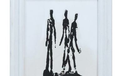 Alberto Giacometti Figures Silkscreen on Canvas, Framed
