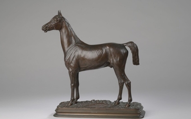 Alfred DUBUCAND (1828-1894) Kaolin étalon pur-sang Bronze à patine brun clair. Signé DUBUCAND sur la...