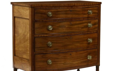 American Sheraton Mahogany Bow Front Chest of Drawers