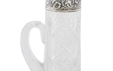 American silver-mounted cut-crystal pitcher, Dominick & Haff