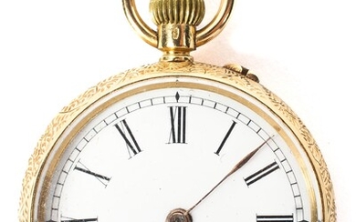 An 18ct gold cased open faced fob watch