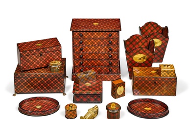 An Assorted Collection of Victorian Tartanware Objects, Last Quarter 19th Century