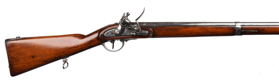 An Austrian flint lock musket converted from an M1854 Lorenz percussion rifle