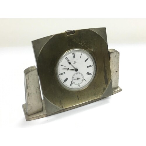 An Omega desk clock with subsidiary dial.