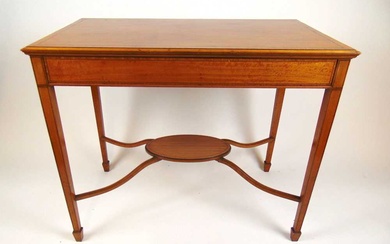 An early 20th century satinwood, ebony line inlaid and parquetry...