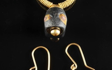 Ancient Glass / Carnelian Bead Jewelry - Ring, Earrings