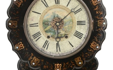 Anglo-American Paper Mache Wall Clock