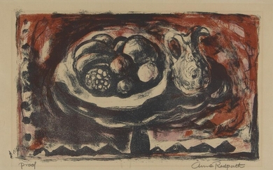 Anne Redpath, RSA, ARA, ARWS, Scottish 1895-1965, Still life with jug; lithograph in colours on wove, signed and inscribed proof in pencil, image: 28 x 45 cm, (framed) (ARR)