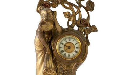 Ansonia Art Nouveau Dore Bronze Clock