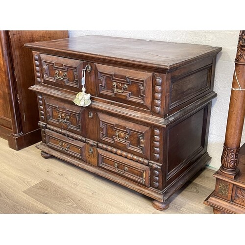 Antique 18th century Spanish two piece chest, fitted with th...