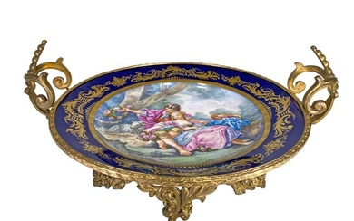 Antique French Sevres Bronze & Porcelain Tray