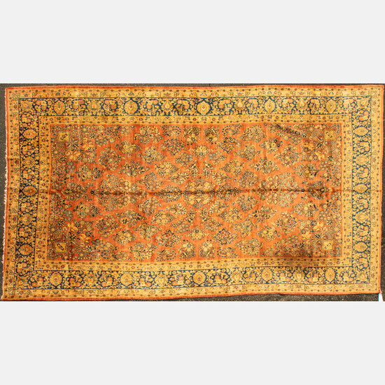 Antique Persian Kashan Wool Rug