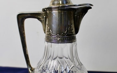 Antique Sterling Silver Handled Glass Decanter