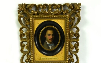 Antonio Boldini (1799 - 1872) RITRATTO MASCHILE olio su rame, cm 11x9 sul...