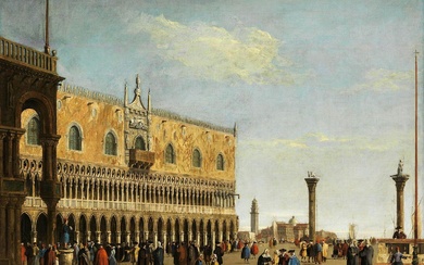 Apollonio Facchinetti, auch genannt „Domenichini“, Meister der Langmatt Foundation, tätig 1740 – 1770, VEDUTE MIT PIAZETTA UND DOGENPALAST