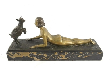 Art Deco bronze - Nude with goat