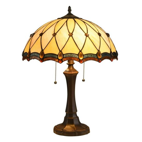 Art Glass Jeweled 2-Light Table Lamp