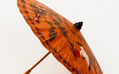Asian Painted Bamboo Parasol Umbrella