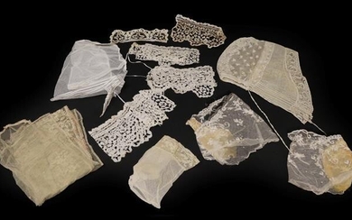 Assorted 19th Century and Later Lace Trimmed Costume Accessories, comprising...