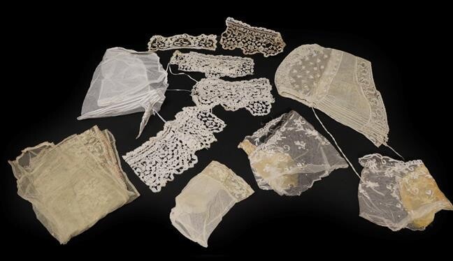 Assorted 19th Century and Later Lace Trimmed Costume Accessories, comprising...