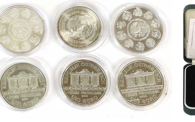 Assorted British and World 1oz Fine Silver Coins, 9 coins...